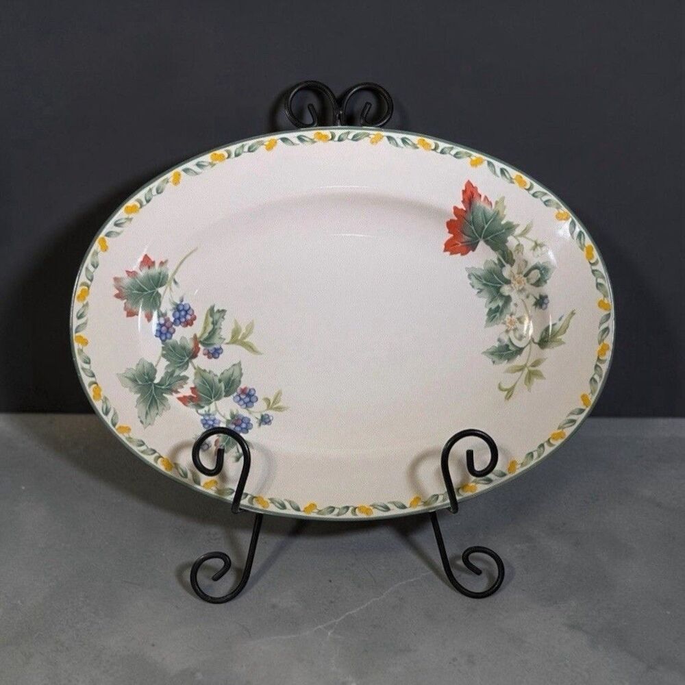 Vintage Julie Pople Country Fruit Oval Platter 14.5” Indonesia